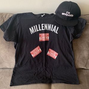 Millennial Halloween Costume - Size XL Shirt + Hat
